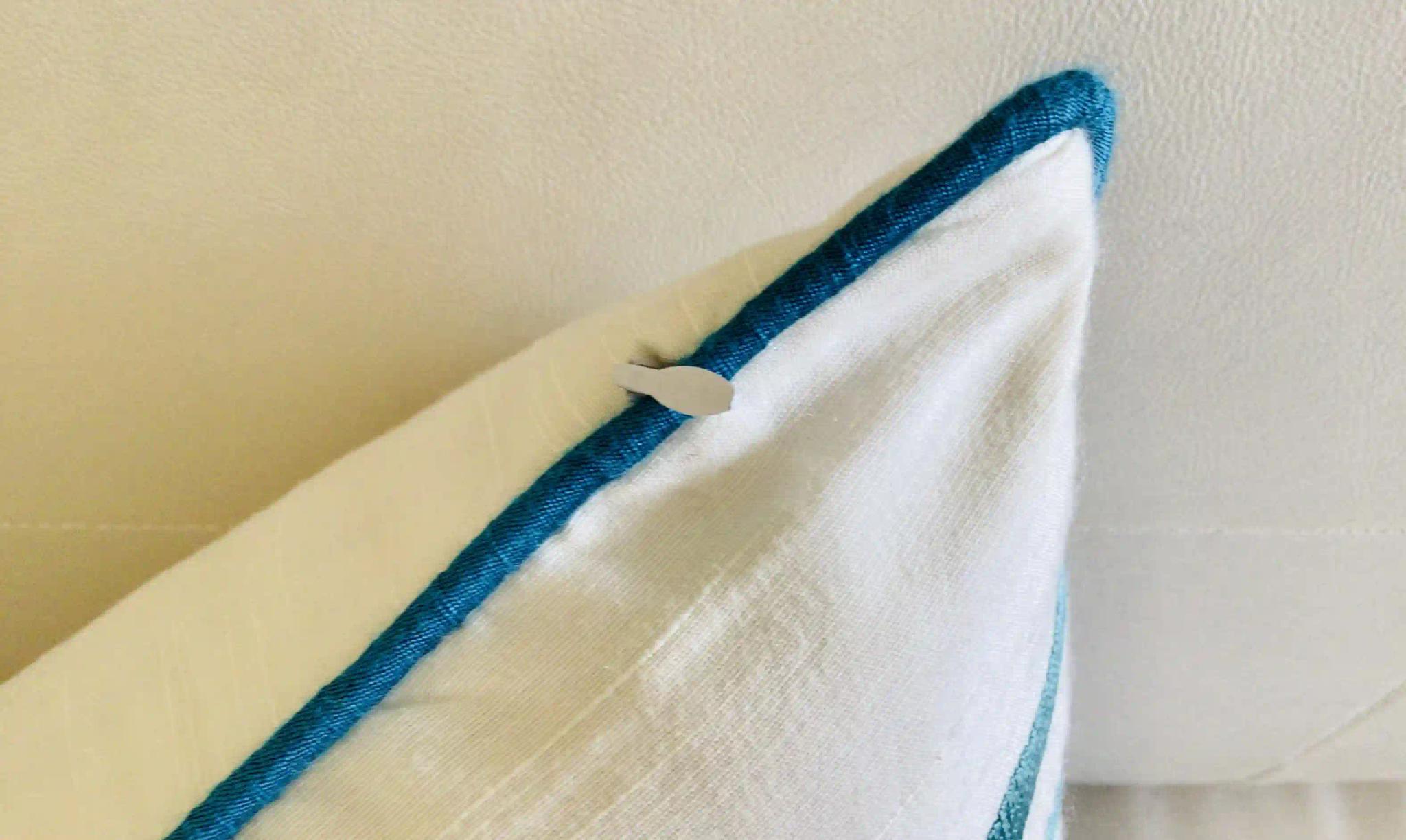 Palm Springs-  Embroidered Cotton Silk Cushion Cover- Aqua Blue- Set of 2
