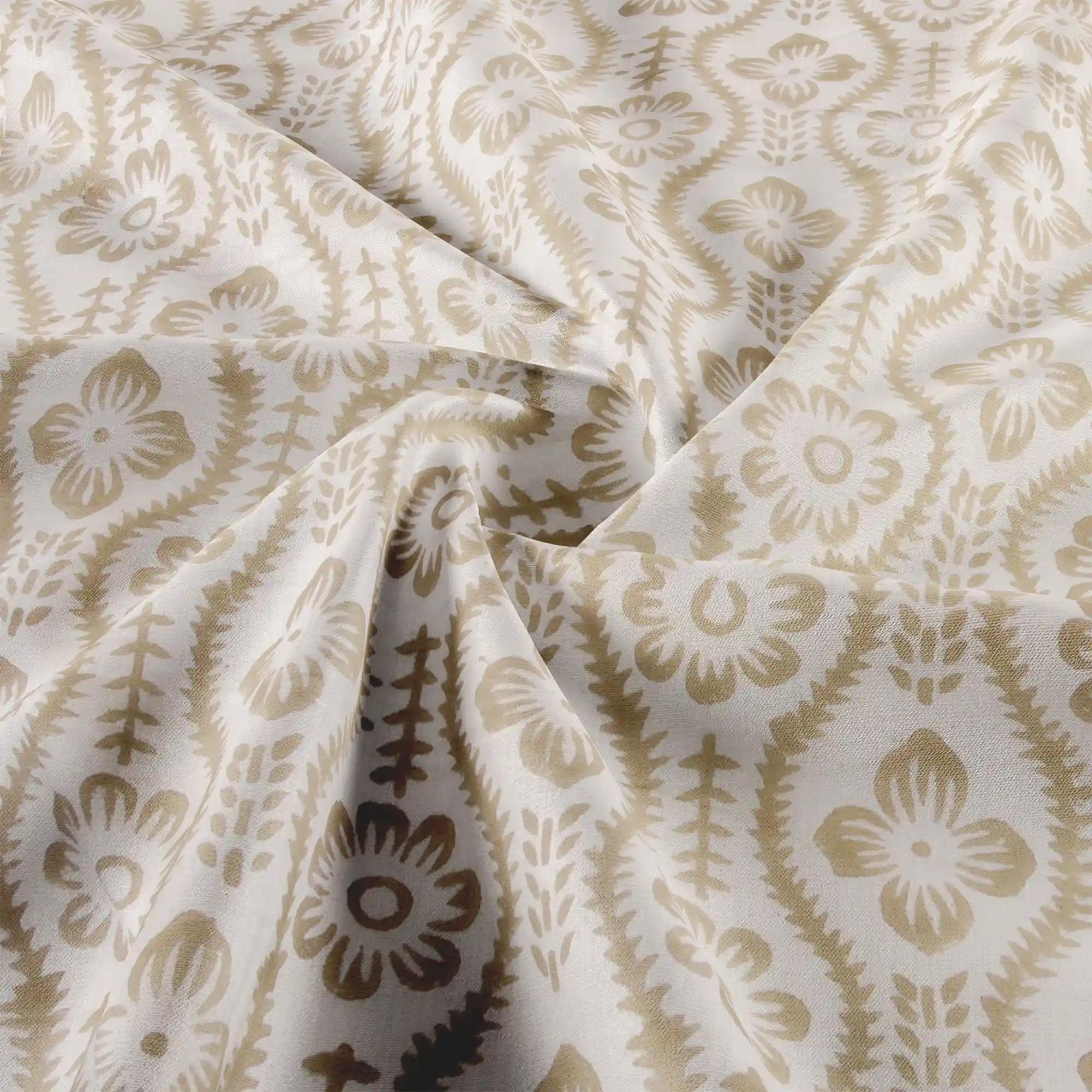 Jaipur Dohar Hand Block Printed Single Bed Cotton Dohar - Orange Grey Floral