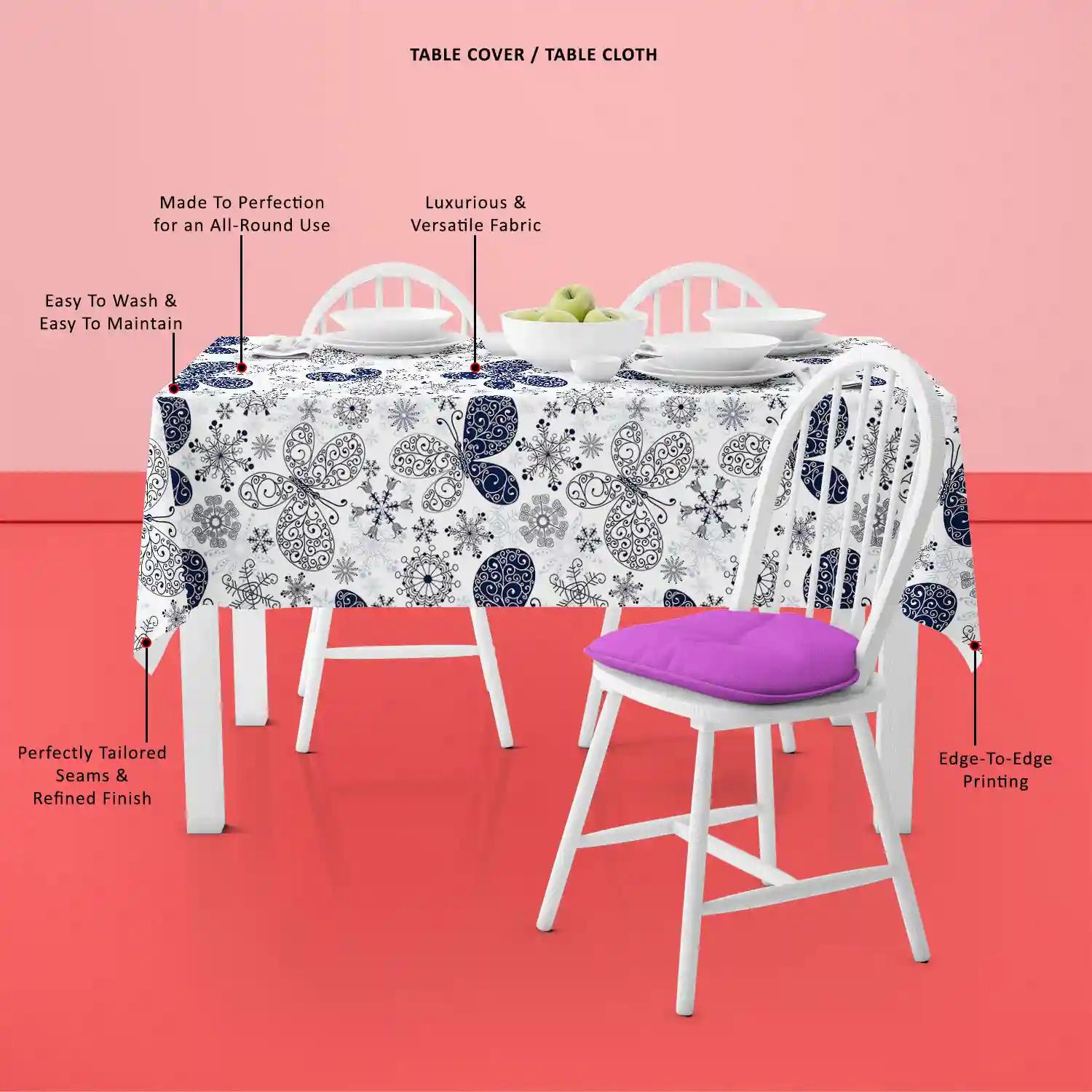 ArtzFolio Snowflakes & Butterflies | Table Cloth Cover for Dining & Center Table