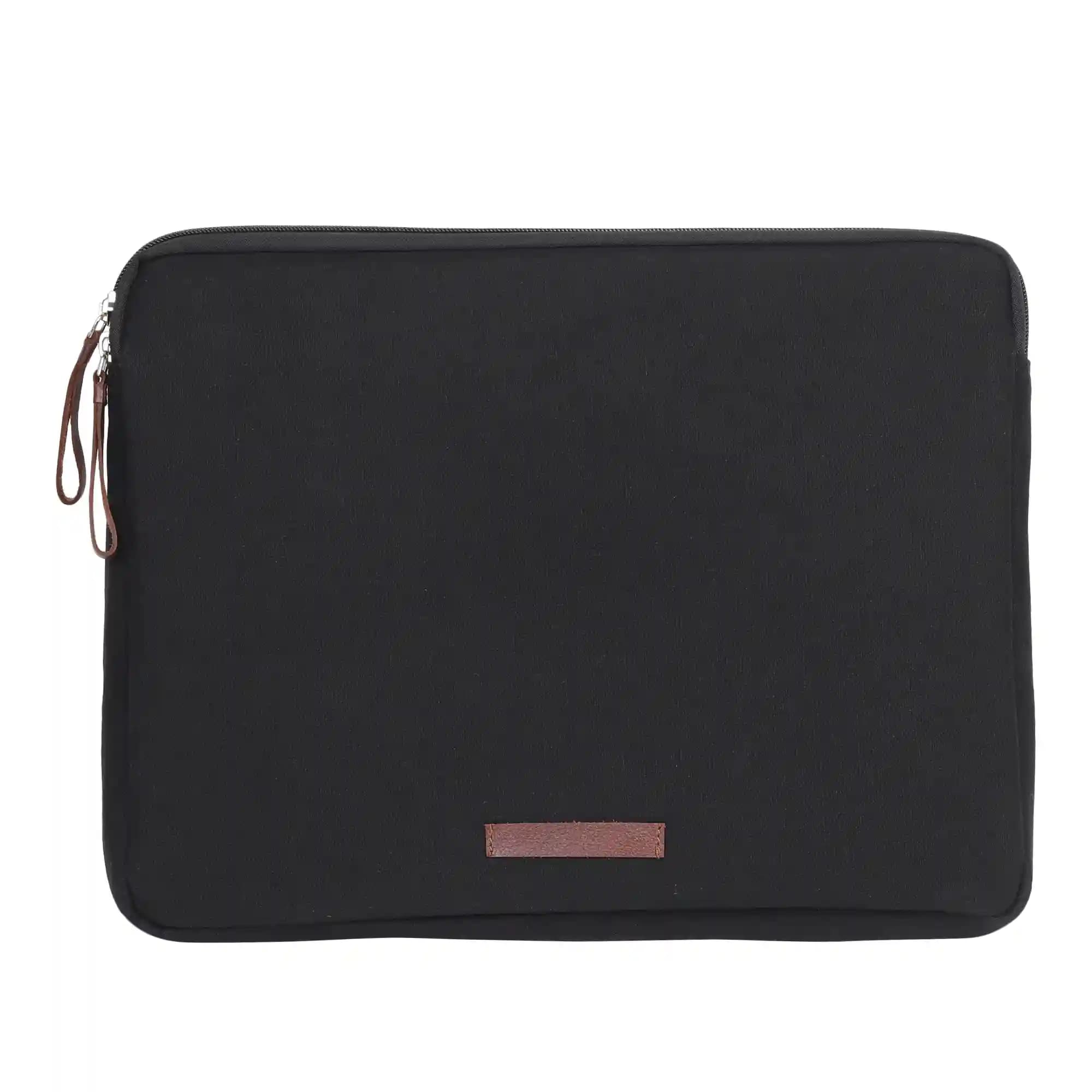 Canvas Leather Double Zip Puller Laptop Sleeve