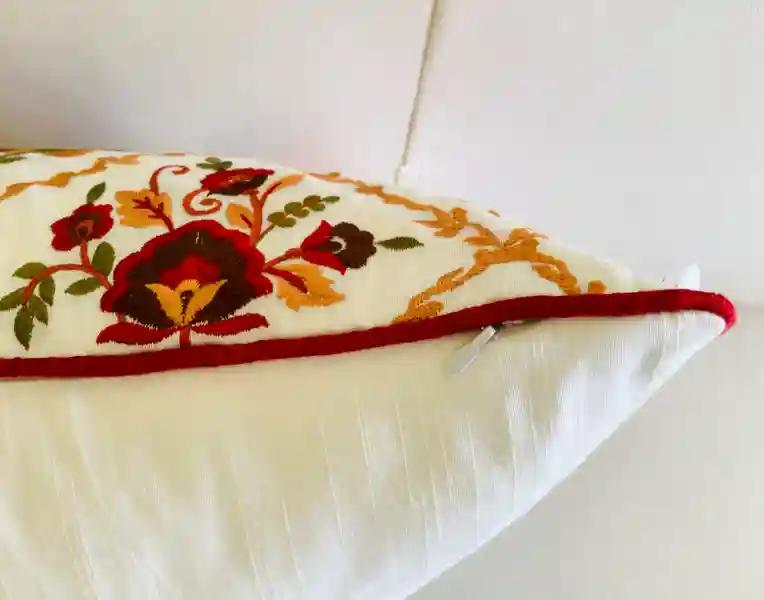 Victoria- Embroidered Cotton Silk Cushion Cover- Multicolor- Set of 2