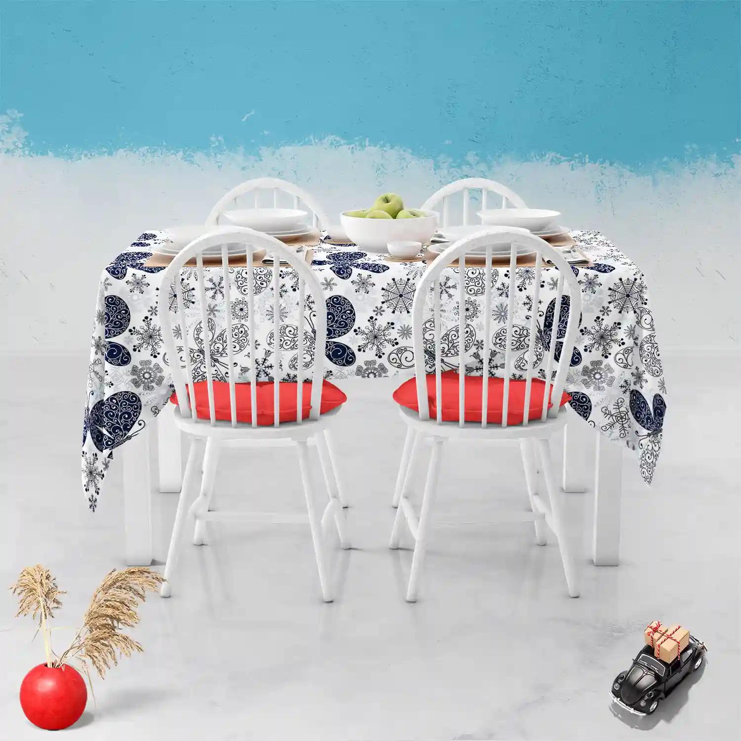 ArtzFolio Snowflakes & Butterflies | Table Cloth Cover for Dining & Center Table