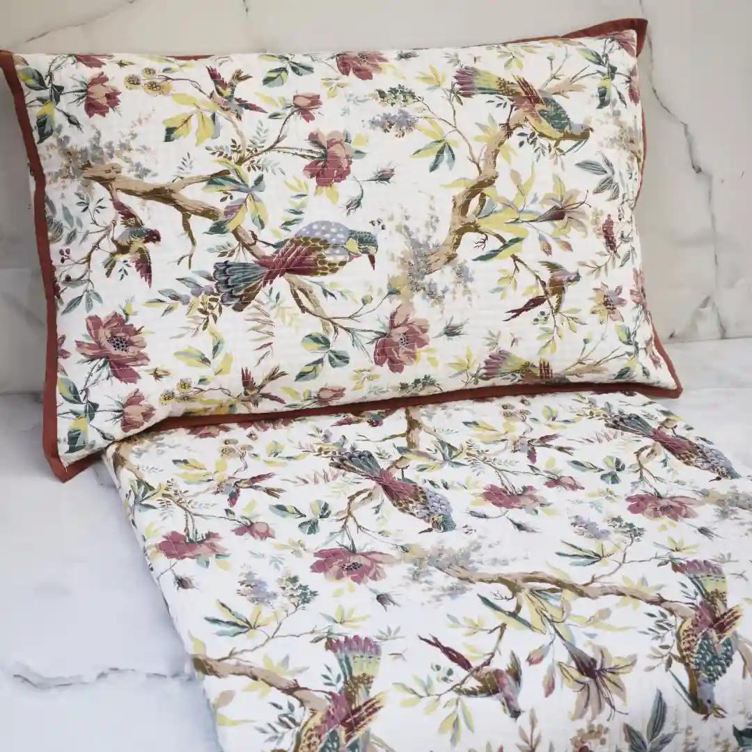 Garden Galore All Over Printed Reversible Quilted Bedcover Set