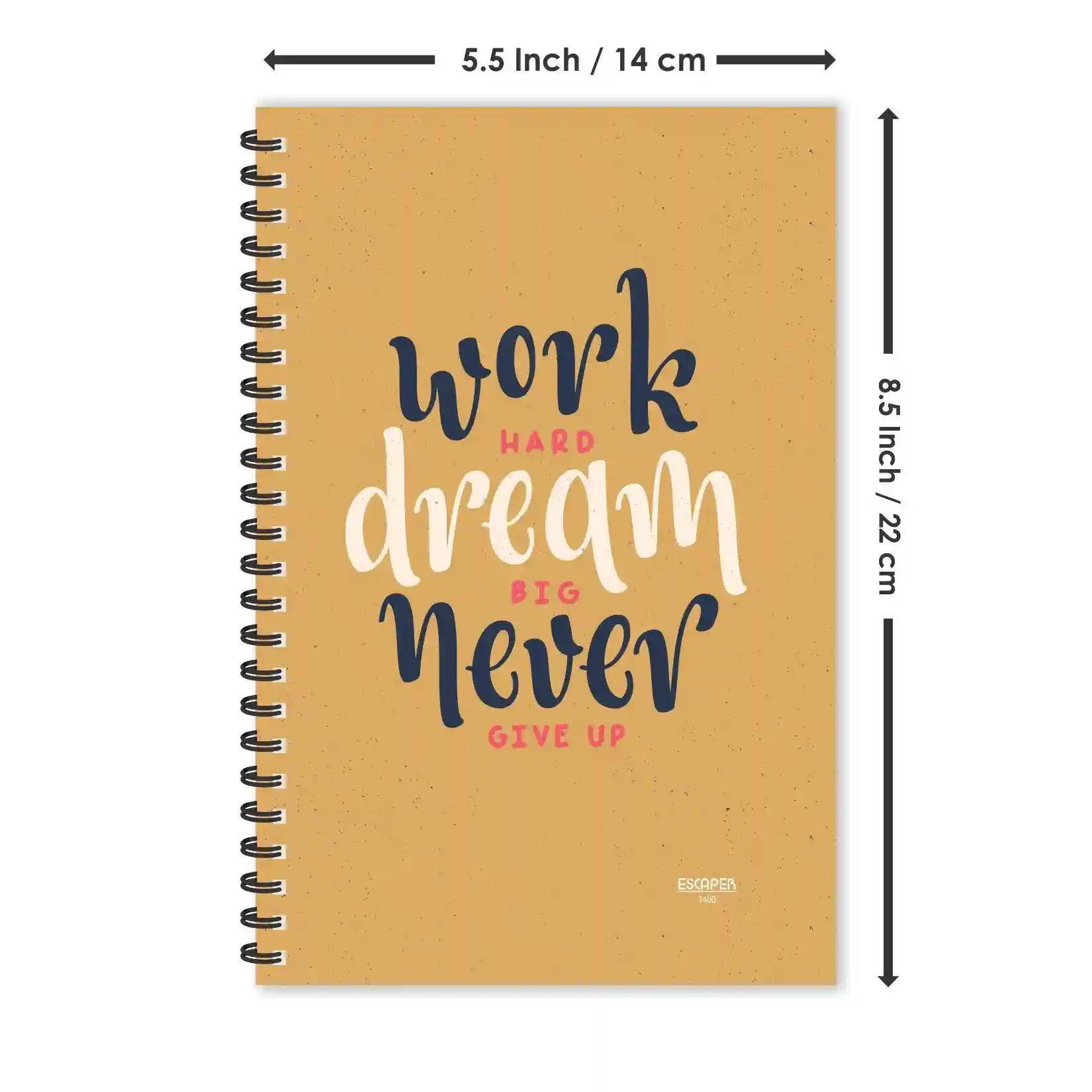 Work Hard Dream Big Motivation Ruled Diaries - Pack Of 3