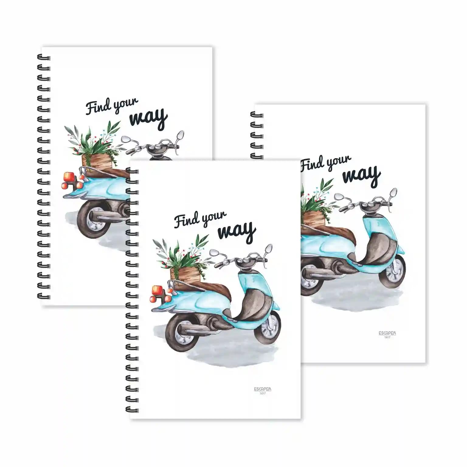 Find Your Way Motivation Ruled Diaries - Pack Of 3