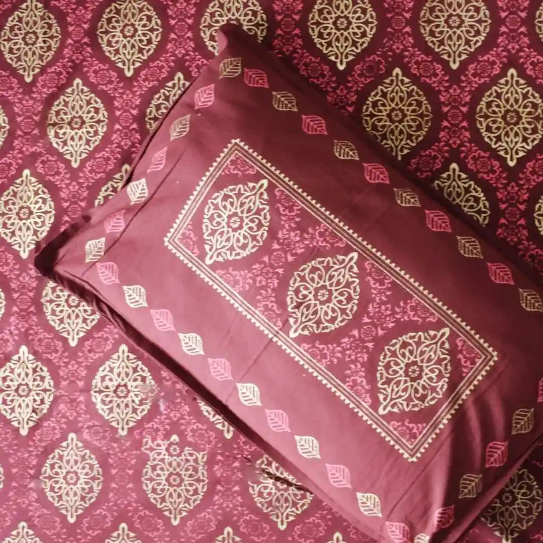 Guilded Ruby All Over Printed King Sized Bedsheet