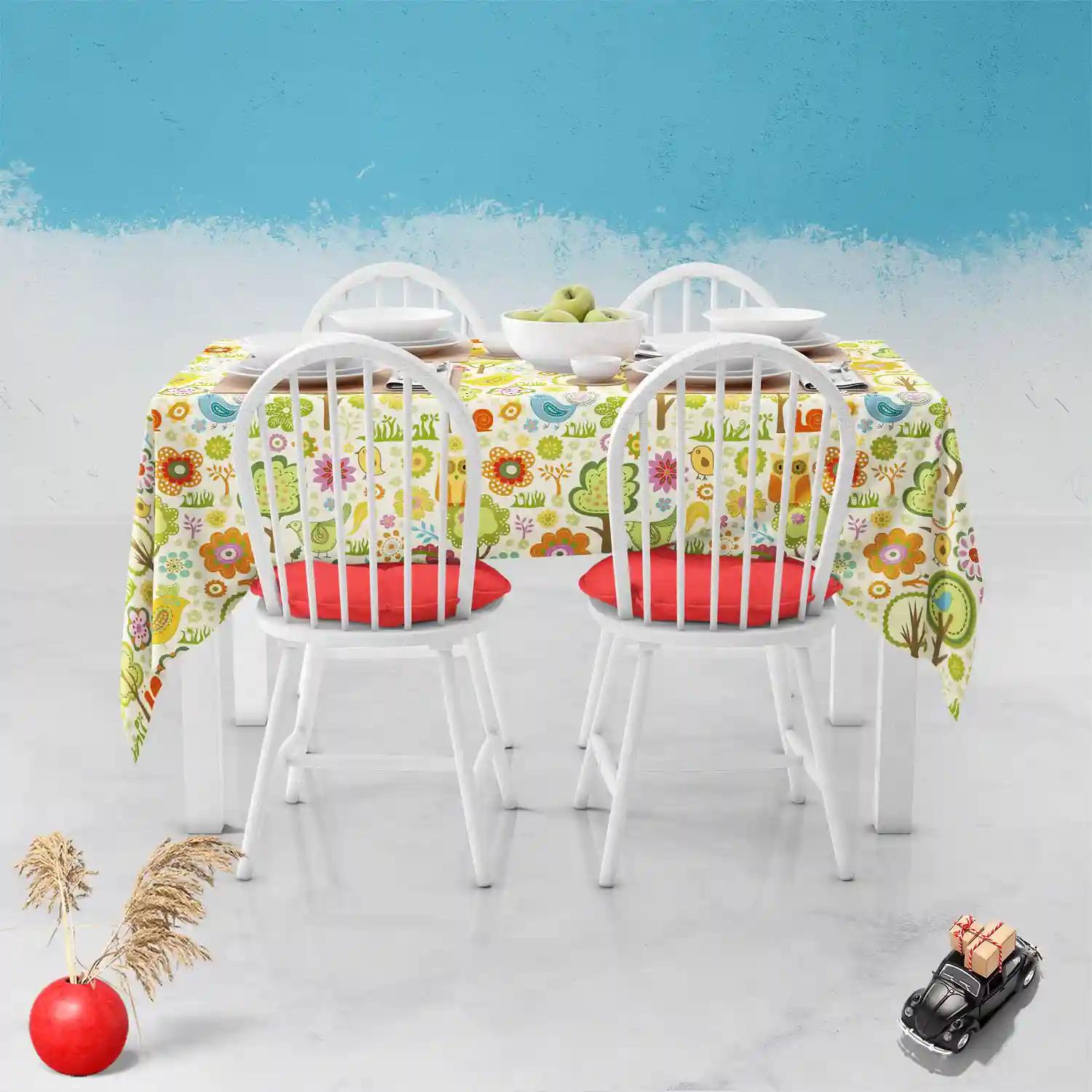 ArtzFolio Chirpy Bird | Table Cloth Cover for Dining & Center Table