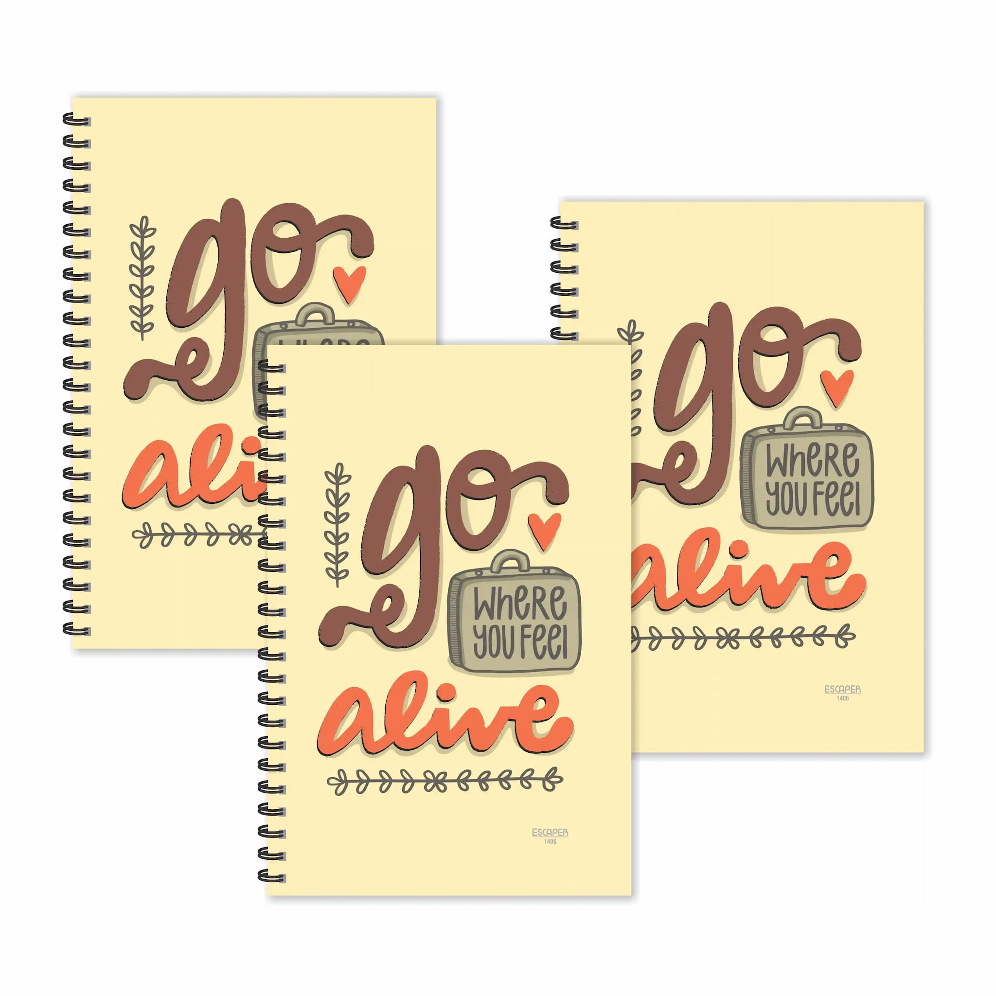 Go Where You Feel Alive Diaries Ruled - Pack Of 3