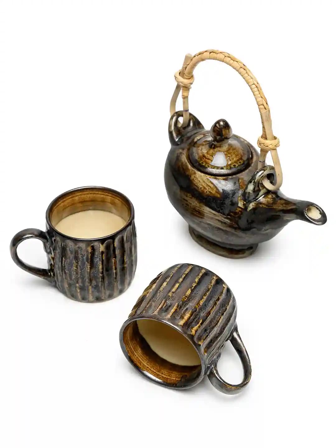 Shilpkara 'Aladin Chirag' Hand Painted Ceramic Tea Mug & Kettle Tea Set
