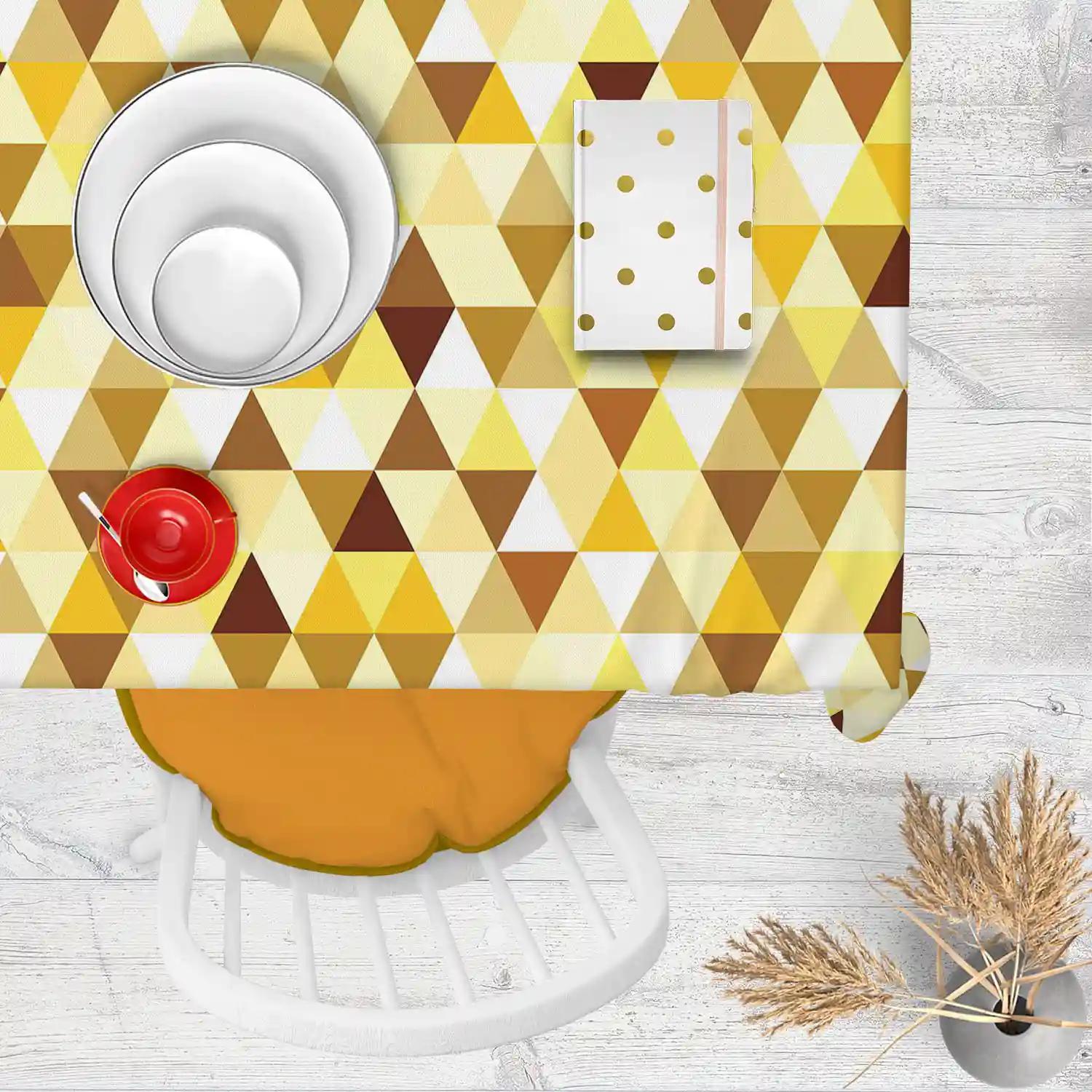 ArtzFolio Gold Triangle | Table Cloth Cover for Dining & Center Table