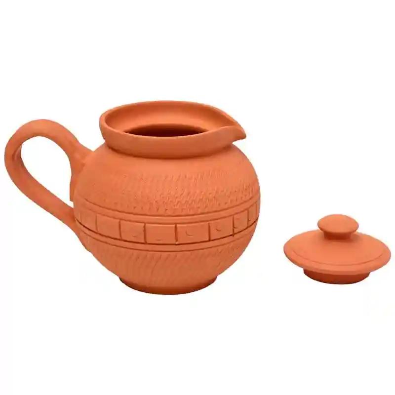 KSI Handmade Terracotta Clay Milk Pot Tea Kettle for Serving (Milk Pot) 400 ML