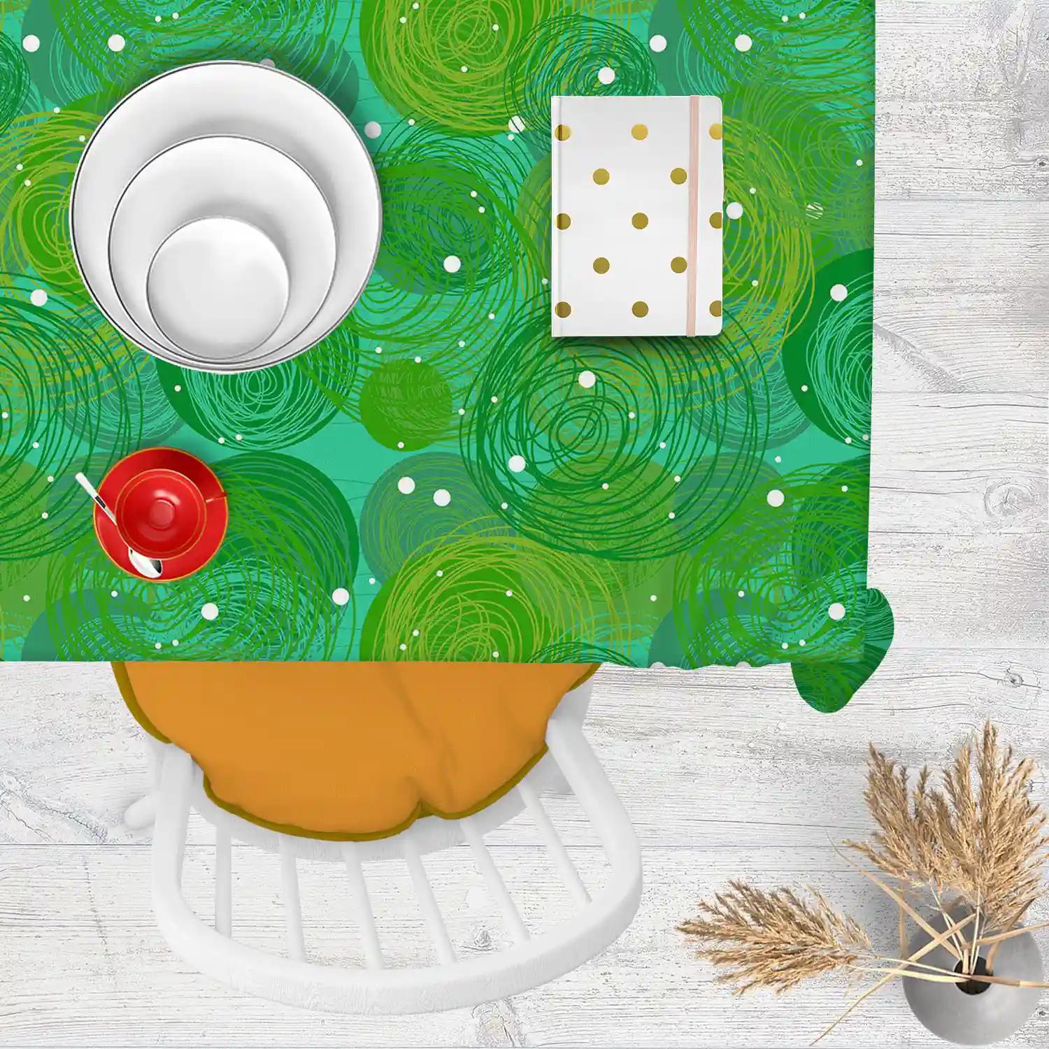 ArtzFolio Green Bubble | Table Cloth Cover for Dining & Center Table