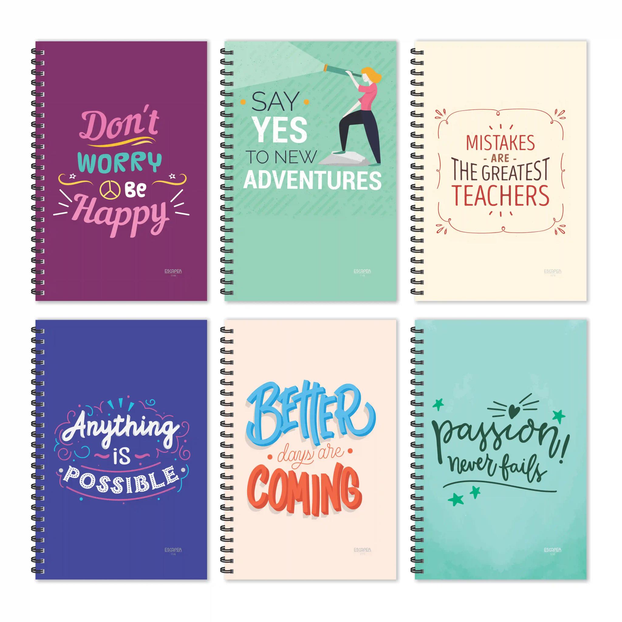 Don't Worry Motivational Diaries - Jumbo (Pack of 6)