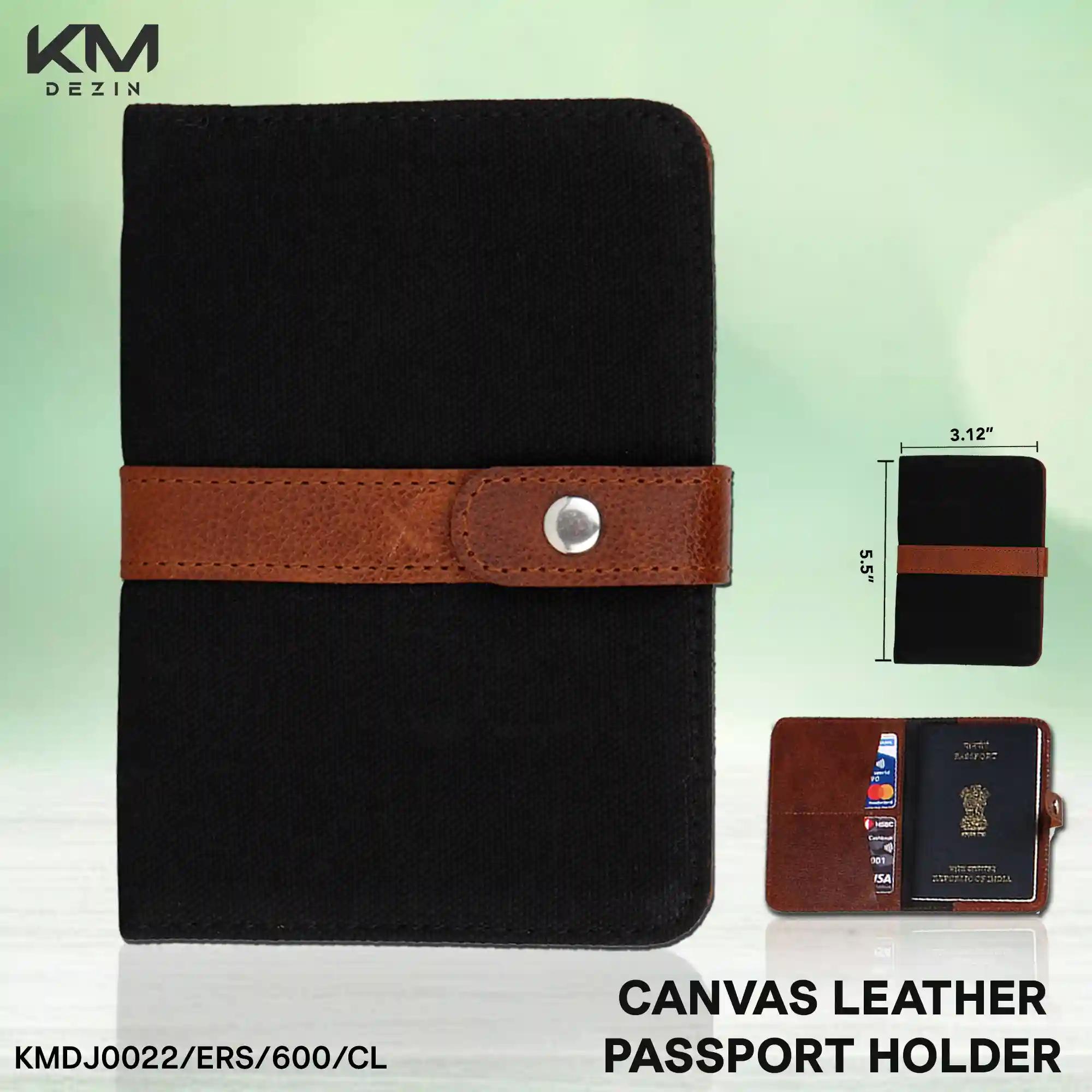 Canvas Leather Passport Holder