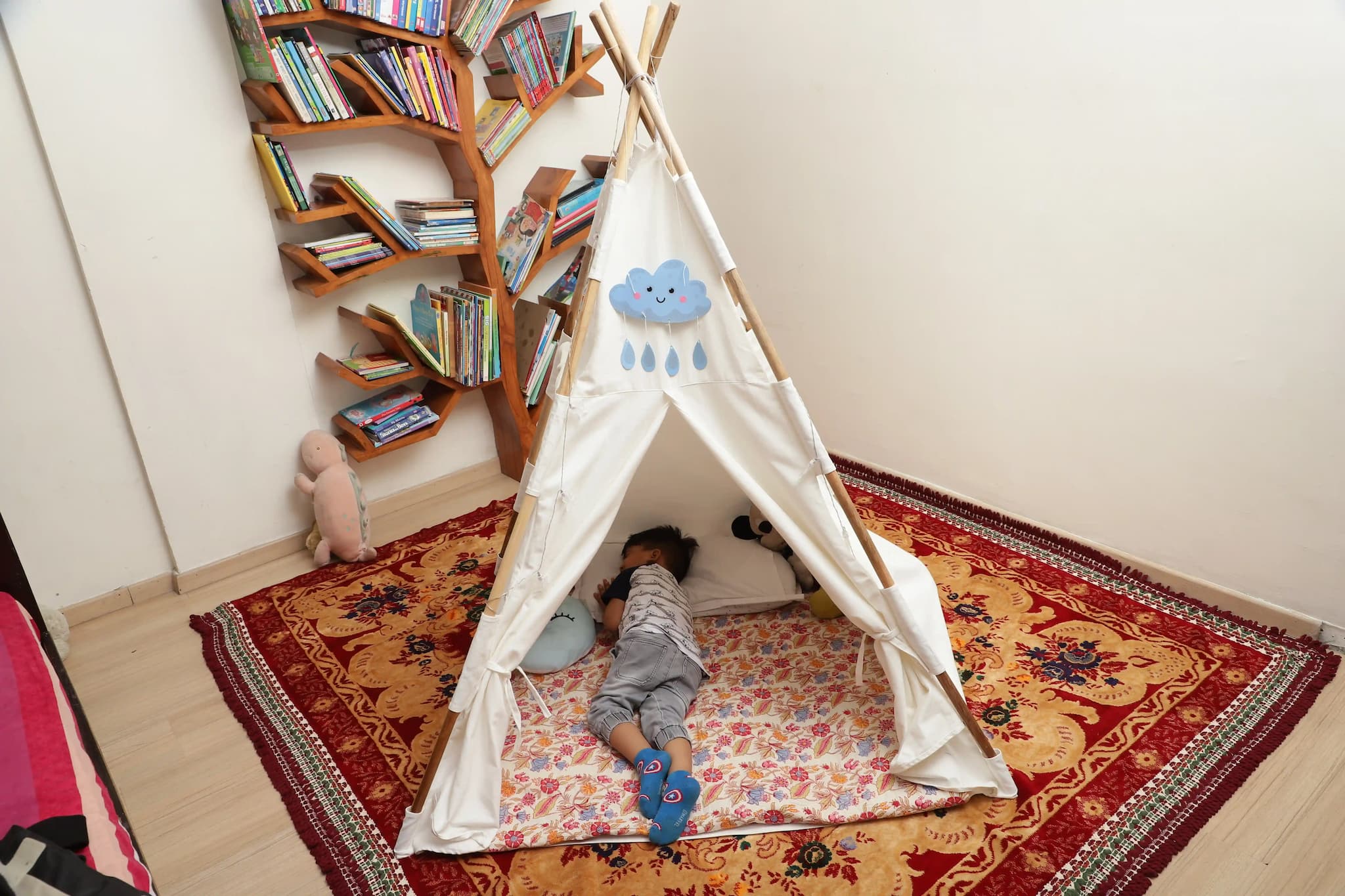 100% Cotton Canvas Play DIY Kit Tent House For Kids - White
