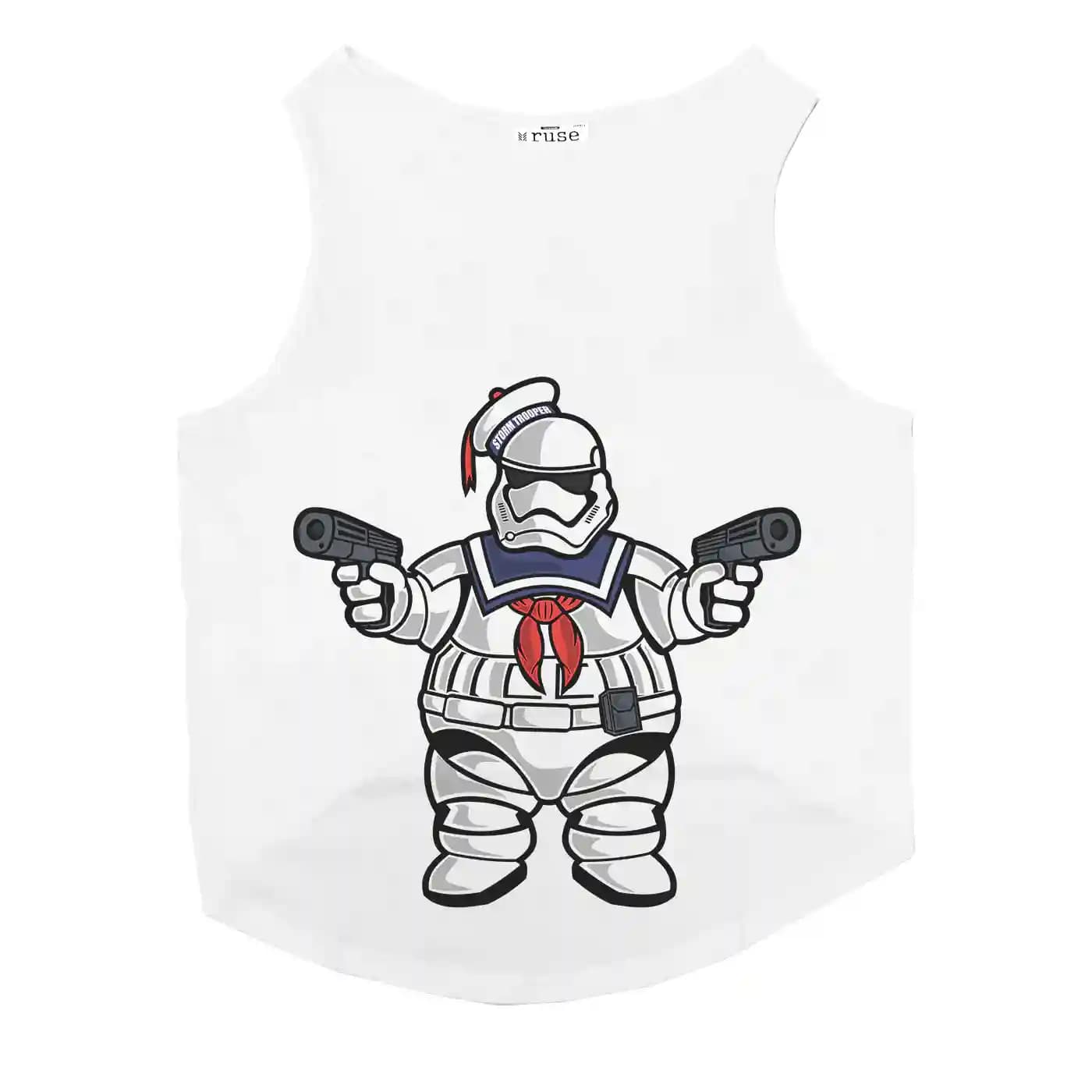 Ruse Marshmallow Trooper Printed Round Neck Vest Tank Tees For Dogs