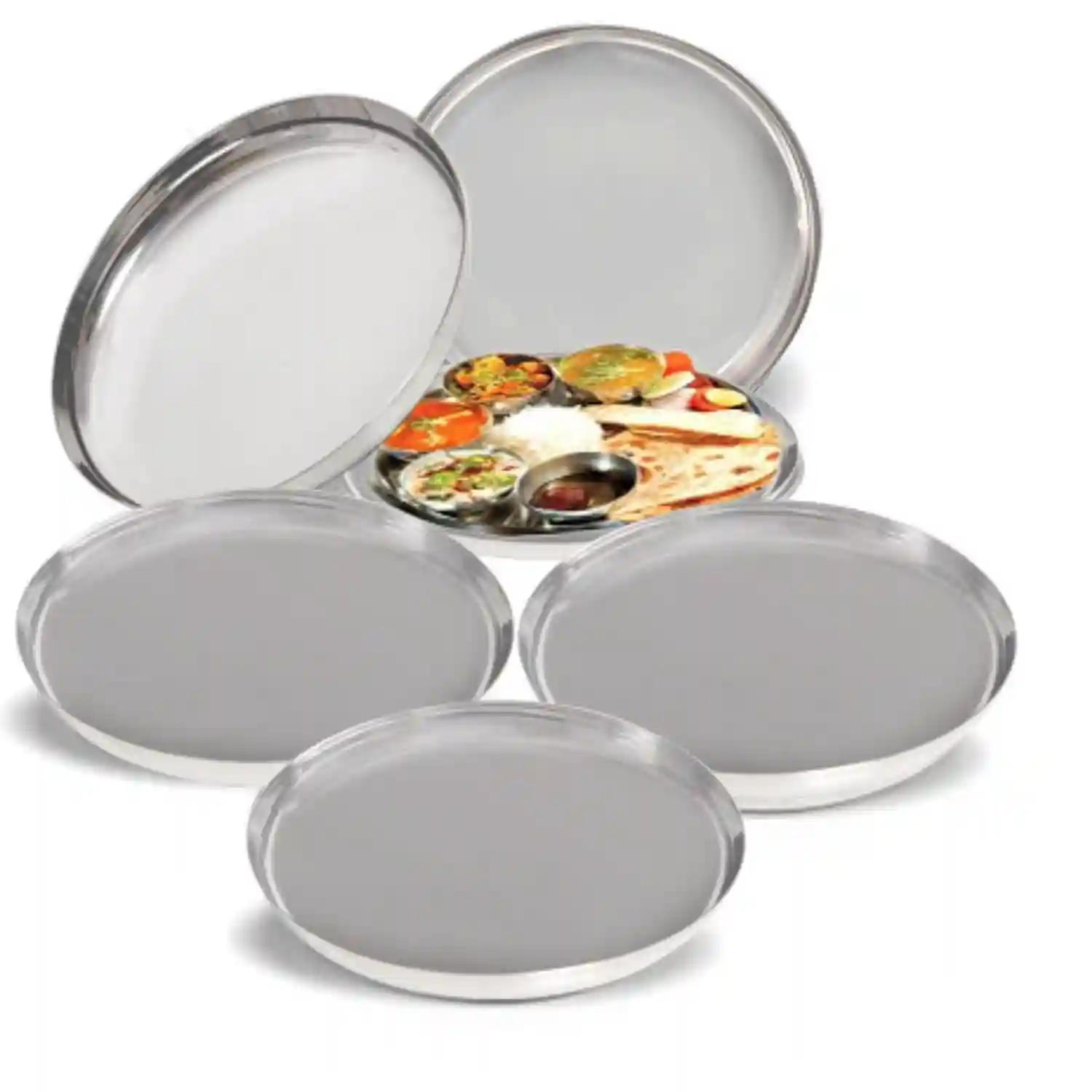LiMETRO STEEL Stainless Steel Heavy Gauge Dinner Plates / Bhojan Thali / Lunch Plates / Dinner Set ( 30 cm) (Greater Than 10", 6 Pieces)