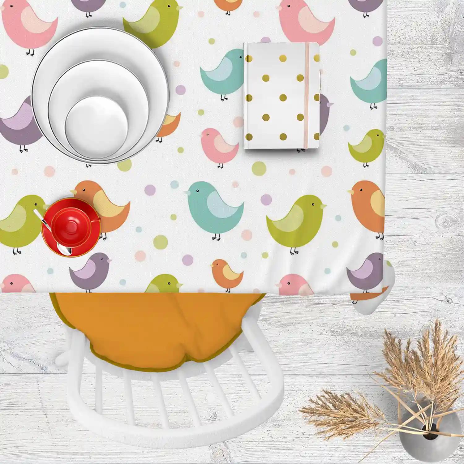 ArtzFolio Colorful Birds D1 | Table Cloth Cover for Dining & Center Table