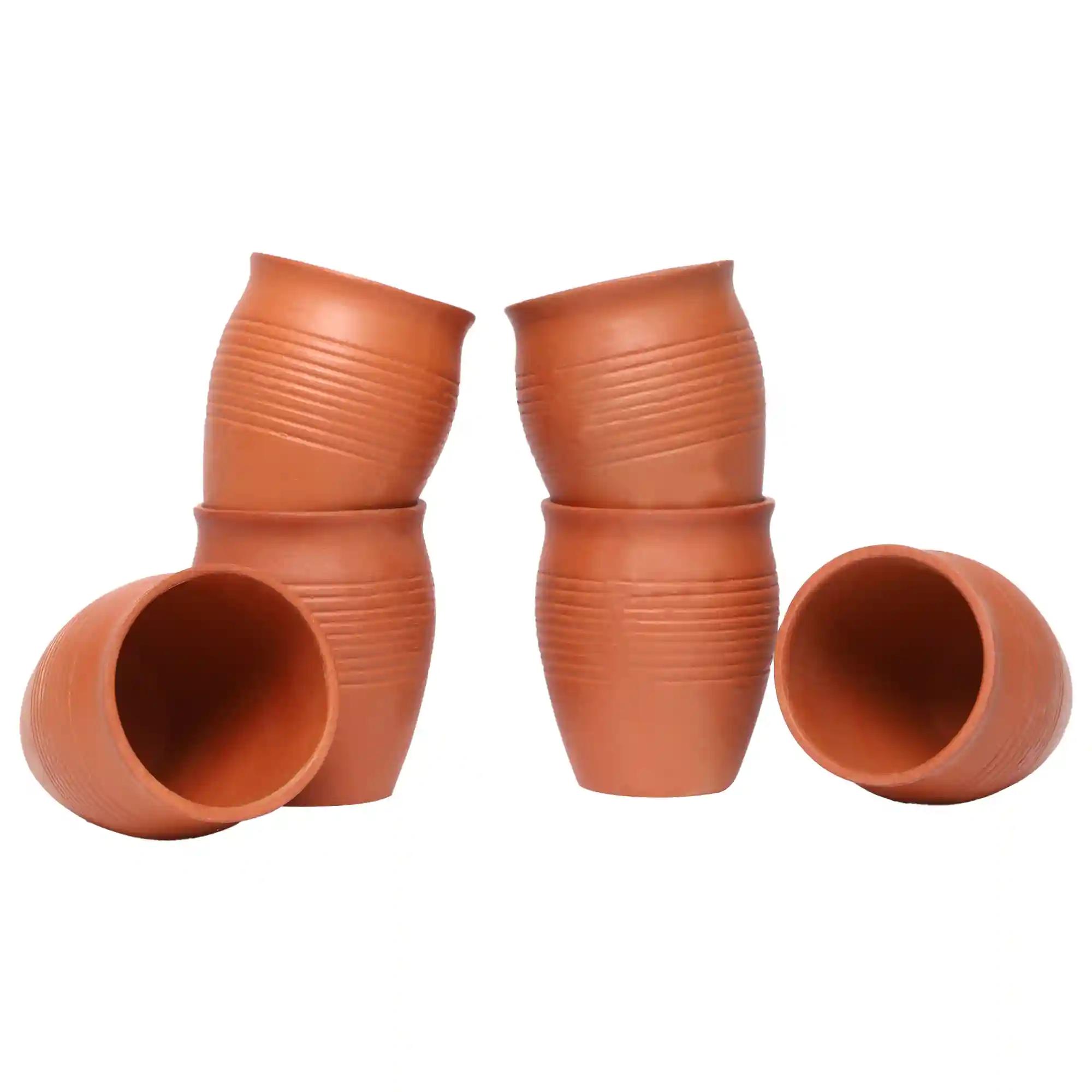 KSI Clay (mitti) Khullad/Traditional Tea Cup Terracotta Clay Kullad Tea Cups Set & Coffee Kullad Cups Chai Kulhads Cup Set (220 ML, Brown) Set of 6