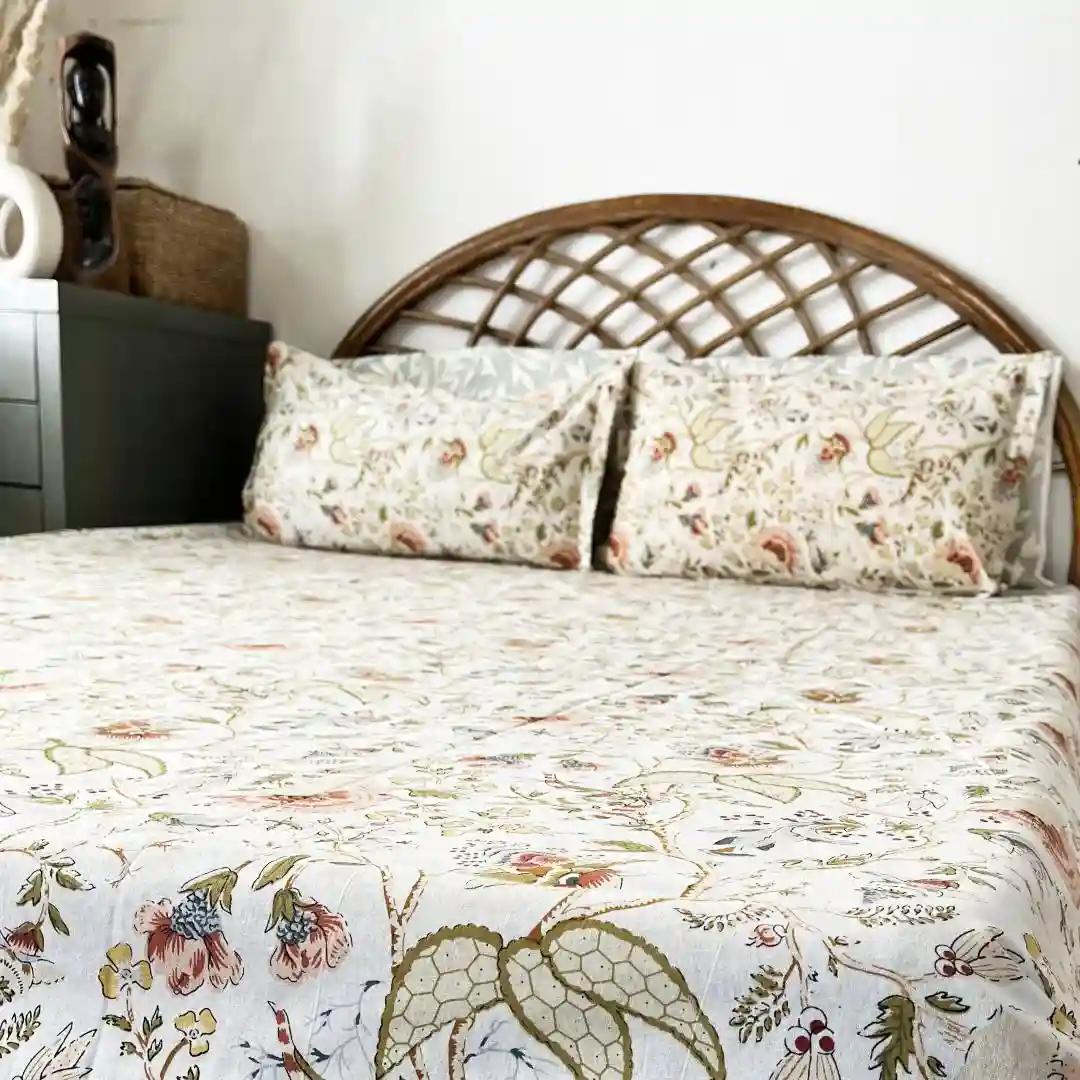 Enchanted Garden All Over Printed King Sized Bedsheet Set