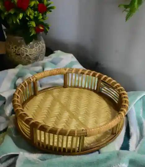 Cane Wood Round Basket