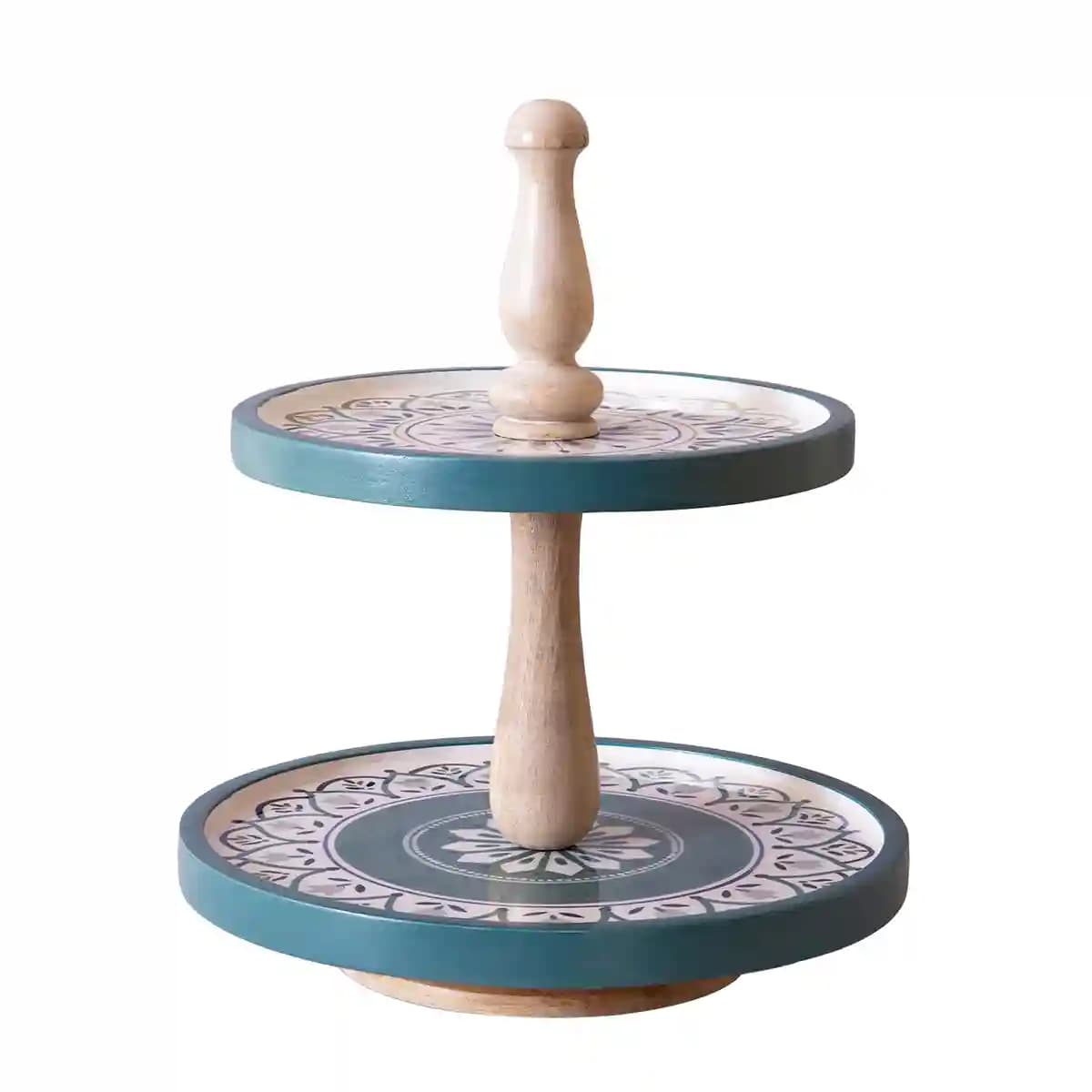 Handpainted Wooden 2 Tier Cake Stand