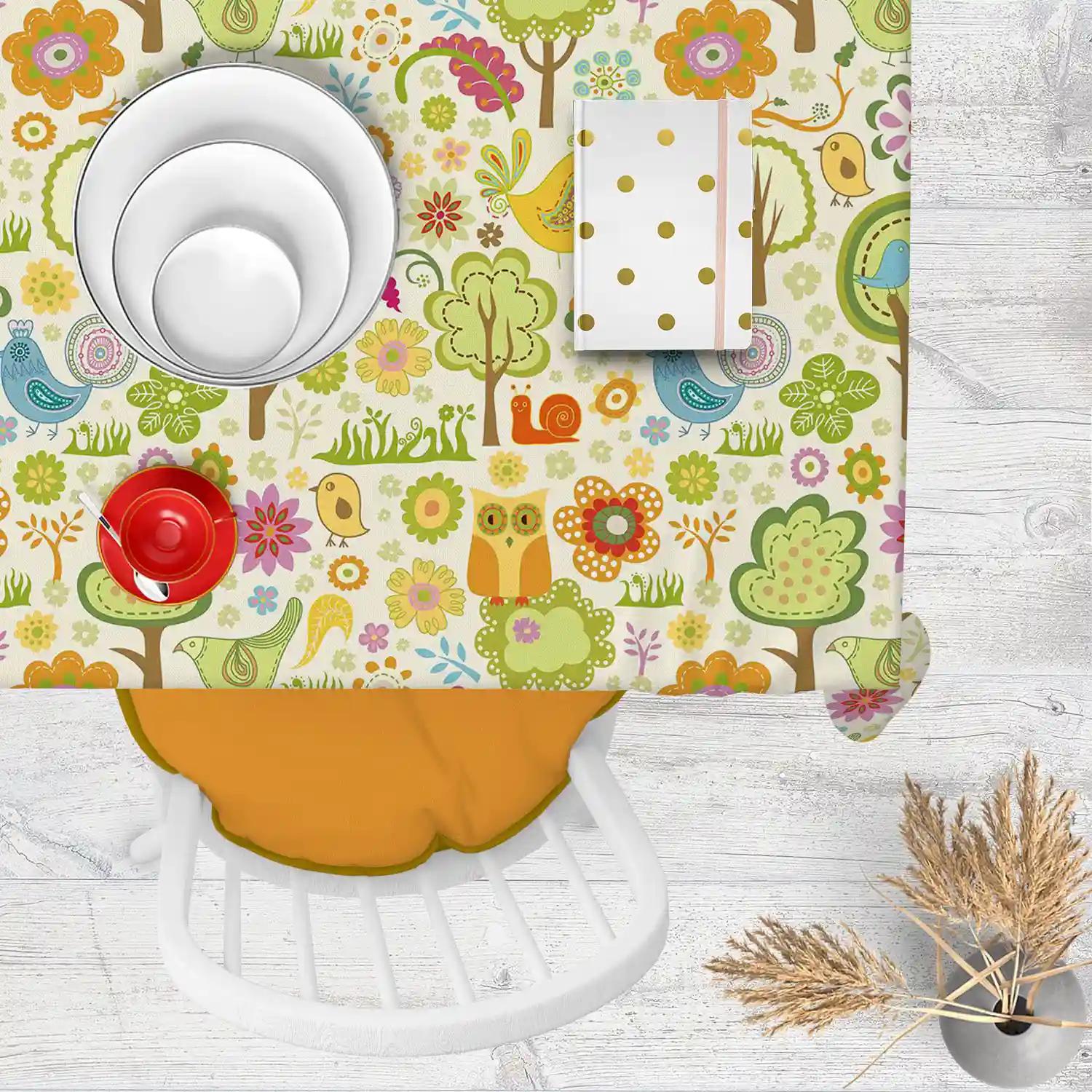 ArtzFolio Chirpy Bird | Table Cloth Cover for Dining & Center Table