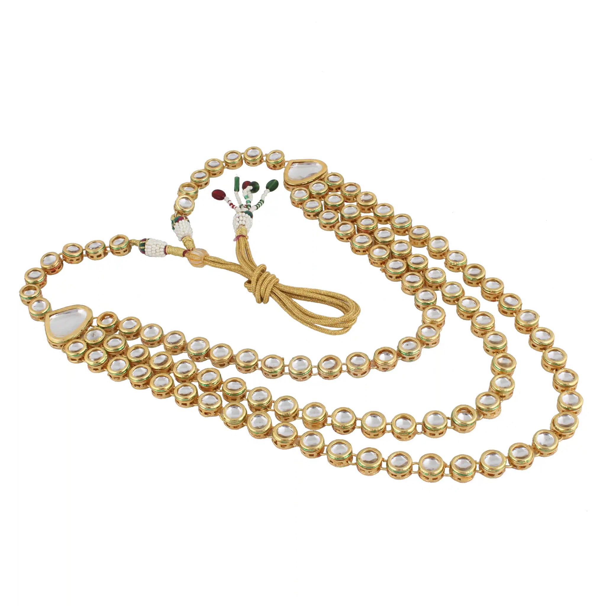 Gold Plated(18k) Small Stone 3 Layered Necklace - White